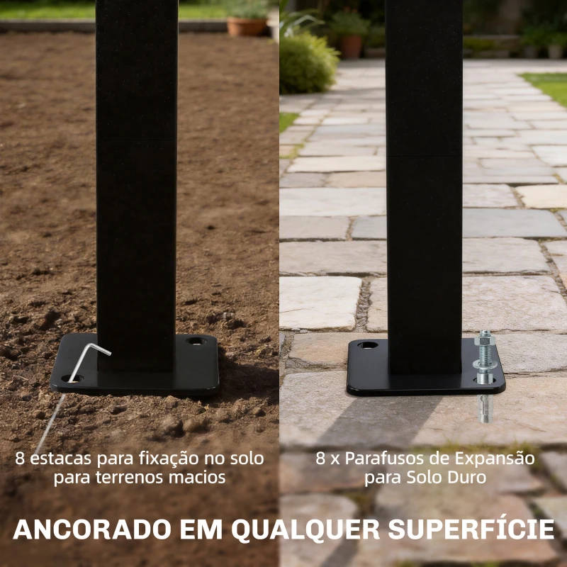 Outsunny Pérgola de Jardim 3x3 m com Toldo UV30+ Estrutura de Metal Galvanizado Telhado Arqueado Pérgola para Exterior Creme