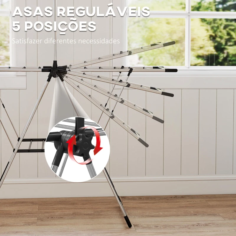 HOMCOM Estendal Vertical Dobrável com Laterais Ajustáveis em 5 Níveis 4 Suportes para Calçado 139x62,5x201 cm Prata