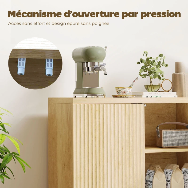 HOMCOM Buffet Salon, Meuble de Rangement Moderne avec Portes à Fermeture Douce et Étagères Ajustables, 78 x 39 x 79 cm, Chêne