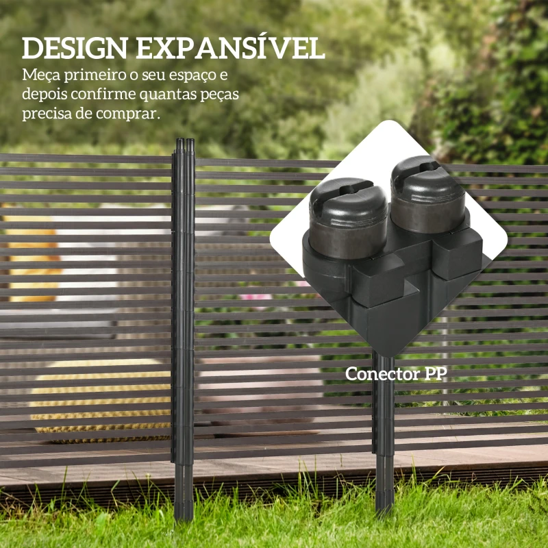 Outsunny Cerca de Jardim de Aço com Revestimento em PE 2 Modos de Instalação para Plantas Animais 93x22x150 cm Castanho