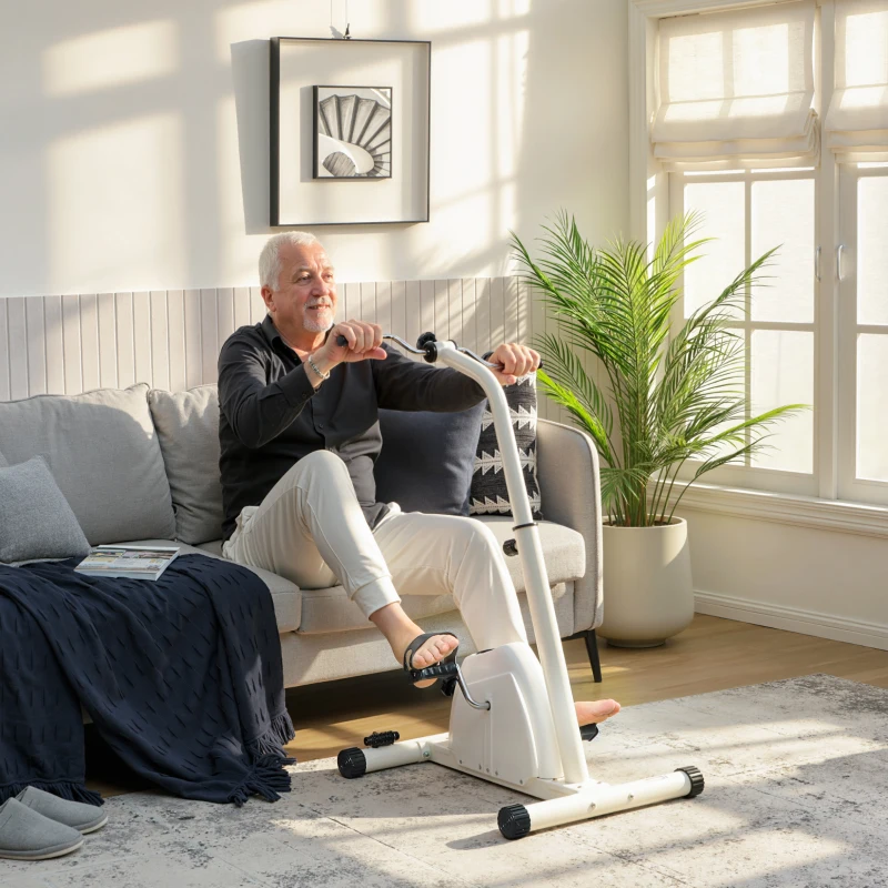 SPORTNOW Vélo d'entraînement pour mains, bras, genoux et jambes réglable en hauteur écran LCD 60 x 40 x 86-91 cm blanc