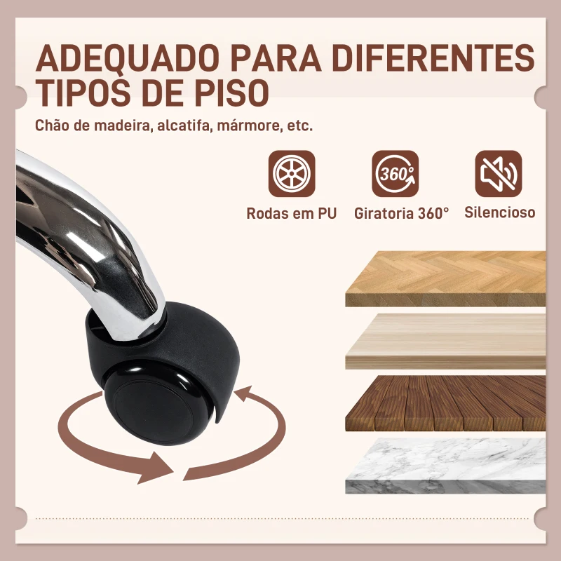 HOMCOM Cadeira de Escritório com Rodas Cadeira para Secretária com Função Inclinável Assento Amplo Sem Braços 60x65x83-93 cm Rosa