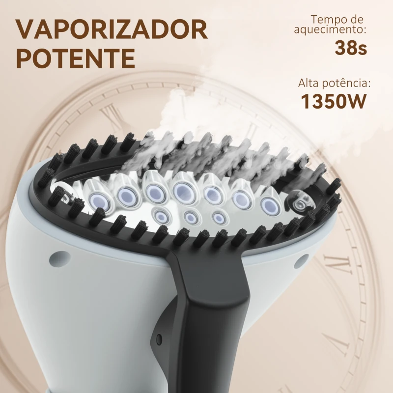 HOMCOM Ferro de Engomar a Vapor 1800W Temperatura Ajustável 11 Níveis Depósito de 2 L Aquecimento em 38s 35x25x47-118,5 cm Amarelo
