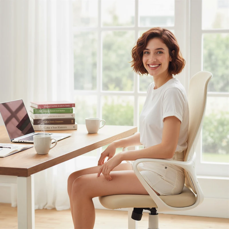 Vinsetto Cadeira de Escritório Ergonómica com Altura Ajustável Função de Inclinação e Encosto Alto 62x56x110-119,5 cm Bege