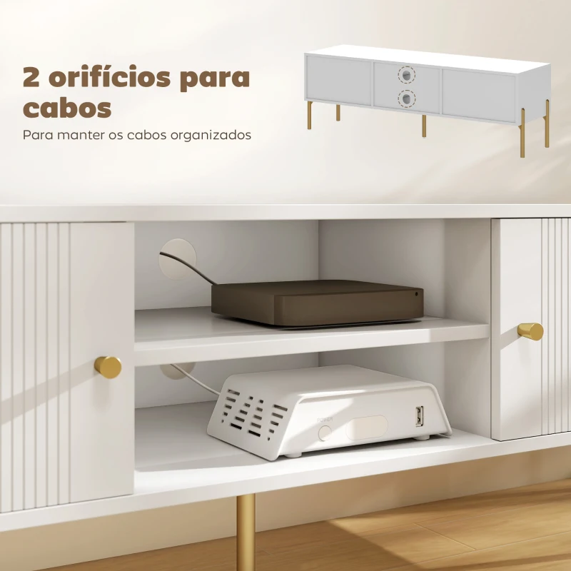 HOMCOM Móvel de TV Moderno com 2 Prateleiras Abertas Ajustáveis para Televisão 65 Polegadas 140x38x45,9 cm Branco