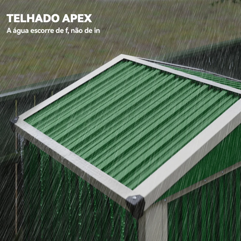 Outsunny Abrigo de Jardim Exterior 1,1 m² 133x87x178 cm com 2 Portas de Abrir, Telhado de Duas Águas e Luvas Verde