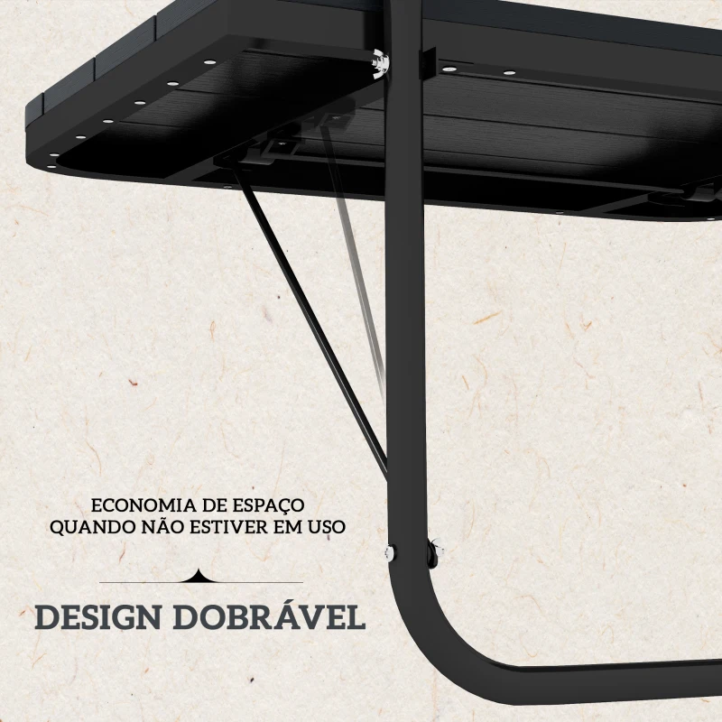 Outsunny Mesa Suspensa para Varanda Dobrável de Alumínio com Altura Ajustável em 4 Níveis Capacidade 25 kg 60x40x55-64 cm Preto