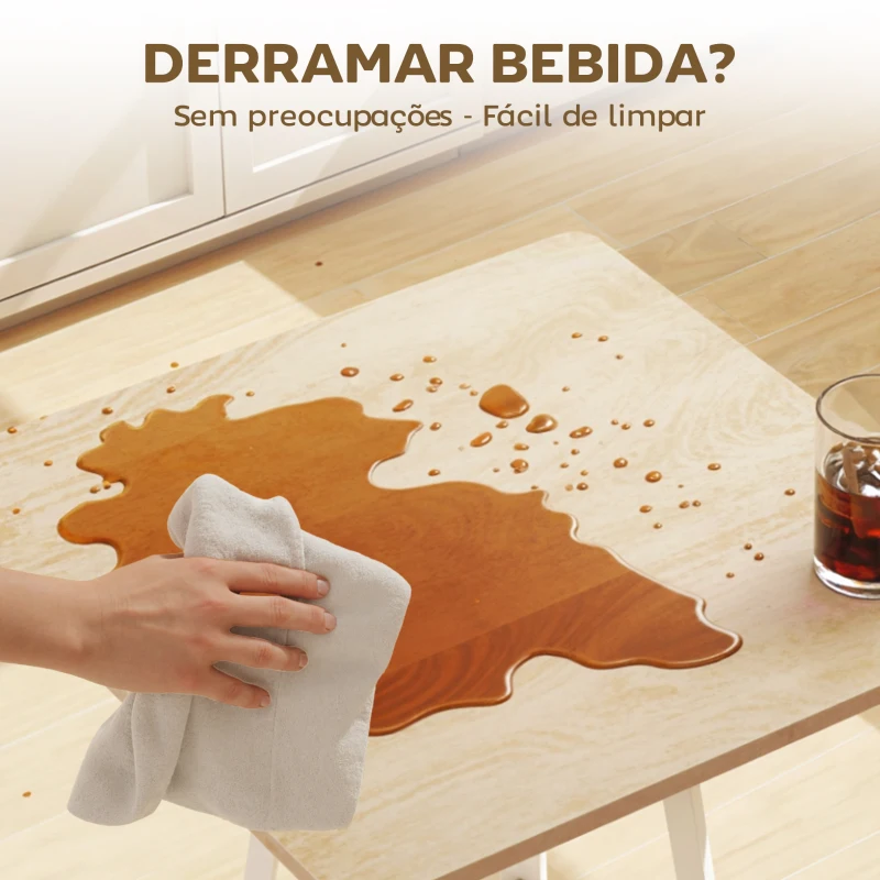 HOMCOM Mesa Alta de Cozinha Quadrada com Prateleira Mesa Alta de Bar para 2 Pessoas Pernas de Metal 55x55x95 cm Madeira e Branco