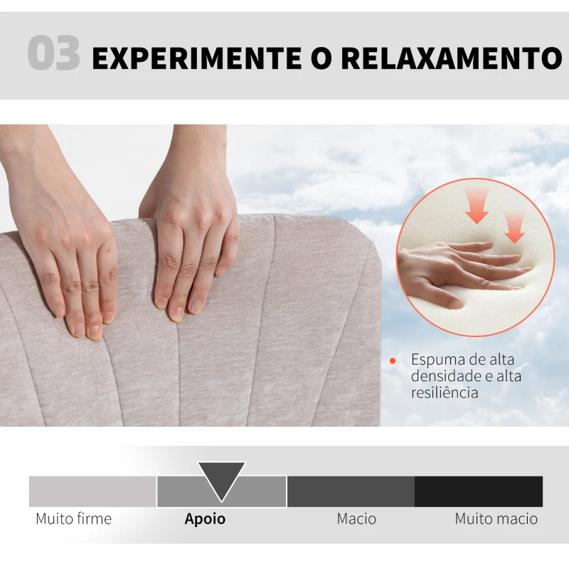 HOMCOM Cadeira de Escritório com Assento Largo sem Apoios de Braço Rodas Altura Ajustável Giratória Função Basculante 62x67x83-93 cm Bege