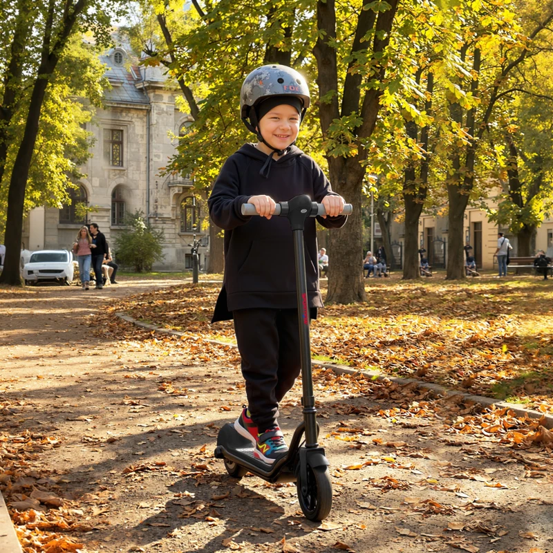 SPORTNOW Kinder-Elektro-Scooter 6-14 Jahre, LED-Display, RGB-Lichter, Reifen Ø 16,5 cm, 10 km/h, Kick-Start, schwarz