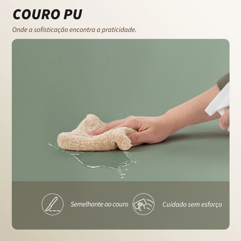 HOMCOM Cadeira de Secretária com Apoio para os Pés  Encosto Reclinável Estofada em Couro Sintético 69x65x108-116 cm Verde