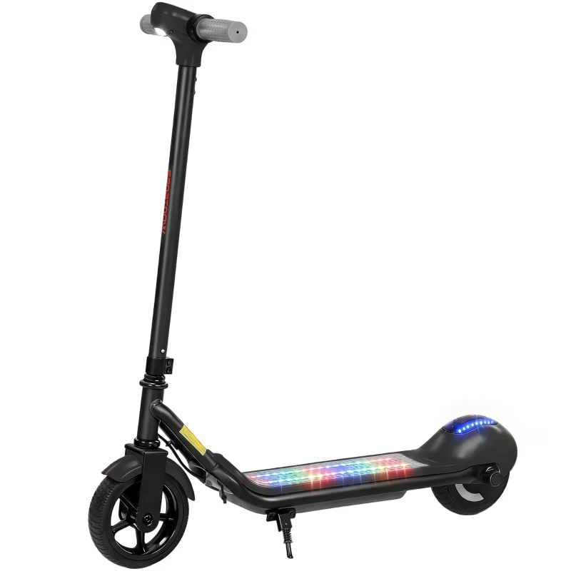SPORTNOW Kinder-Elektro-Scooter 6-14 Jahre, LED-Display, RGB-Lichter, Reifen Ø 16,5 cm, 10 km/h, Kick-Start, schwarz