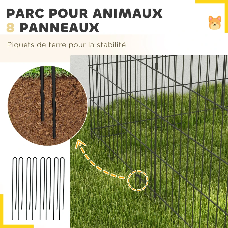 PawHut Parc enclos modulable pour chiens lapins rongeurs clôture pour petits animaux intérieur et extérieur  61 x 91 cm noir