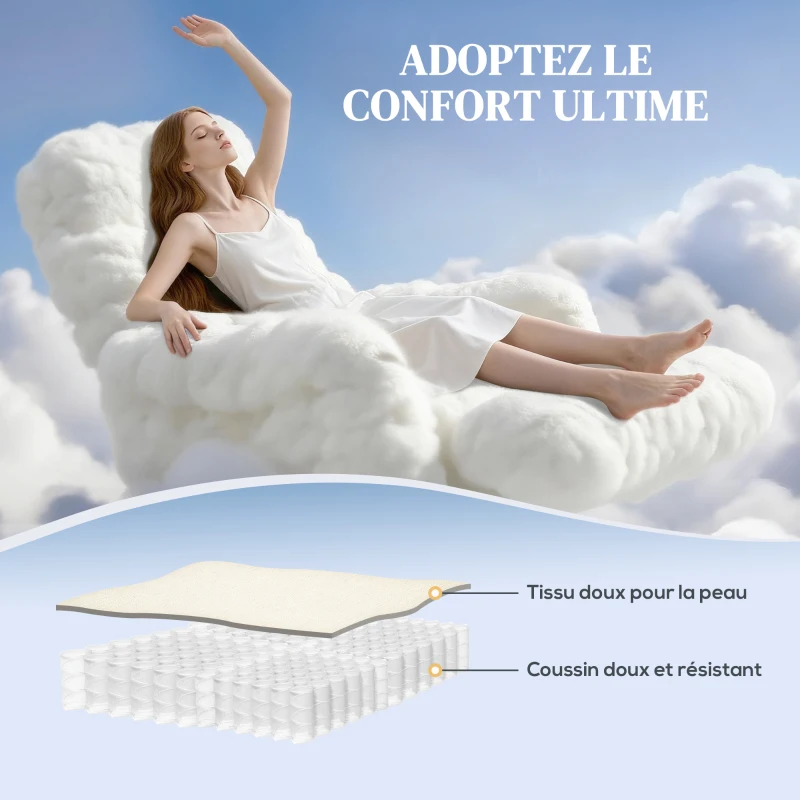 HOMCOM Fauteuil de massage fauteuil relax électrique avec fonction inclinable vibration chauffage, télécommande inclus, crème