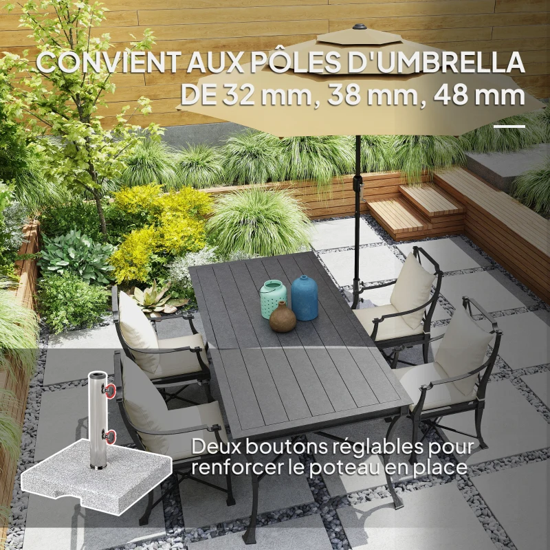 Outsunny Pied de parasol, socle parasol extérieur en Granit 21 kg, pour mât de Ø 32-48 mm, avec Poignées, 38 x 38 x 38 cm, Gris