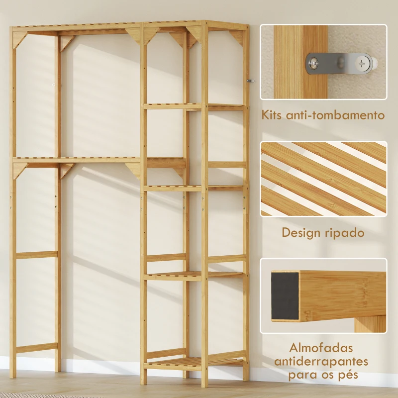 HOMCOM Estante para Máquina de Lavar em Bambu Móvel para Máquina de Lavar ou Sanita com Prateleiras Reversíveis e Ajustáveis 100x40x157 cm Madeira