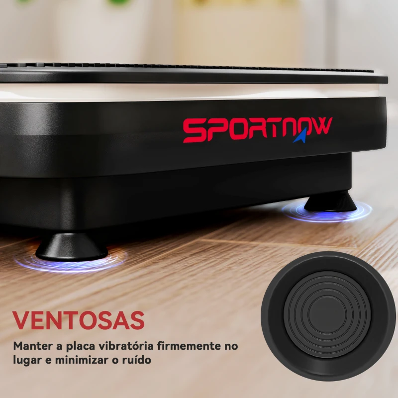 SPORTNOW Plataforma Vibratória 99 Velocidades 3 Programas com Bluetooth Ecrã LED Luzes e Bandas Elásticas 47x32x12 cm Preto