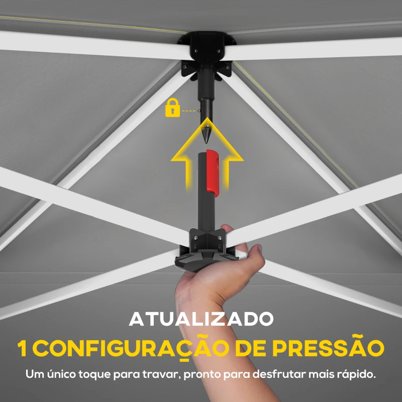 Outsunny Tenda Dobrável 3x3 m Pop-up com UPF50+, 4 Laterais Removíveis, Altura Ajustável e Bolsa de Transporte - Cinzento Escuro