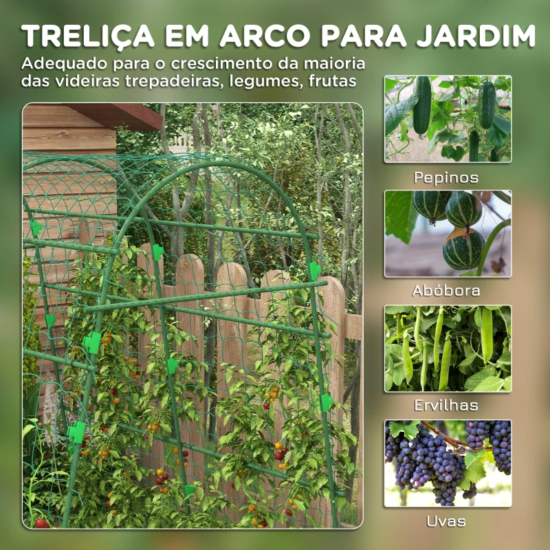 Outsunny Arco para Plantas Trepadeiras 206 cm Estrutura de Jardim para Plantas Trepadoras ao Ar Livre com Estrutura de Aço Verde