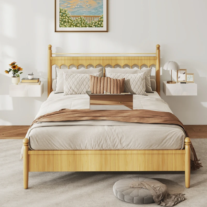 HOMCOM Conjunto de 2 Mesas de Cabeceira com 1 Gaveta Desenho Montado na Parede Estilo Moderno para Dormitório 40x30x15 cm Branco