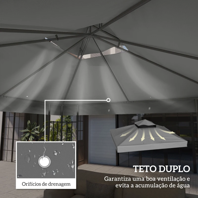 Outsunny Toldo de Substituição para Pérgola 3x3 m Toldo de Substituição com Teto Duplo Proteção UV 30+ Toldo para Pérgola Cinza