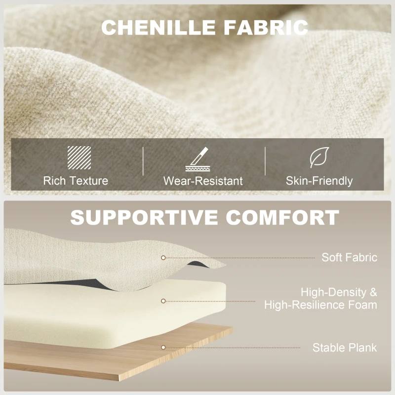 HOMCOM 3-in-1 Verstelbare Slaapbank, Tweezitter met Bekerhouders, Verstelbare Rugleuning en Zijvakken, Beige