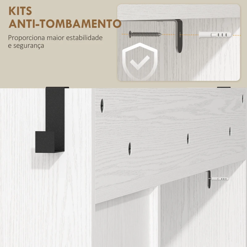 HOMCOM Sapateira Estreito com 2 Compartimentos Rebatíveis Prateleiras Ajustáveis para 12 Pares para Espaços Pequenos 106,7x26x116cm Branco