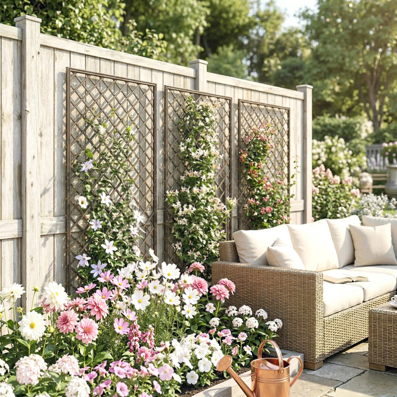 Outsunny Conjunto de 3 Treliças de Jardim em Vime Suportes para Plantas Trepadeiras com Topo Plano 43x112 cm Marrom