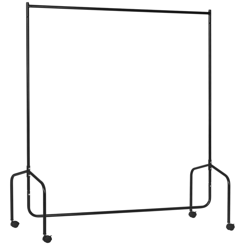 HOMCOM Portant à Vêtements avec Roulettes Tringle a Vêtement solide Charge 140 Kg 150 x 60 x 170 cm Porte-Manteau en acier noir