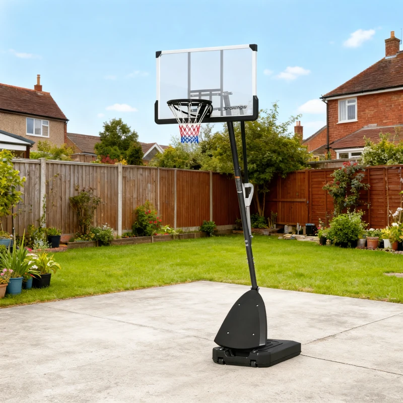 SPORTNOW Tabela de Basquetebol para Exterior Altura Ajustável em 16 Níveis 150-305 cm com Rodas e Base Recarregável  Preto
