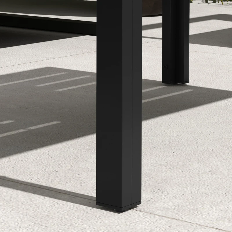 Outsunny Mesa de Centro de Jardim Retangular com Estrutura em Aço Galvanizado para Pátio, Terraço 101,5x61x46 cm Preto