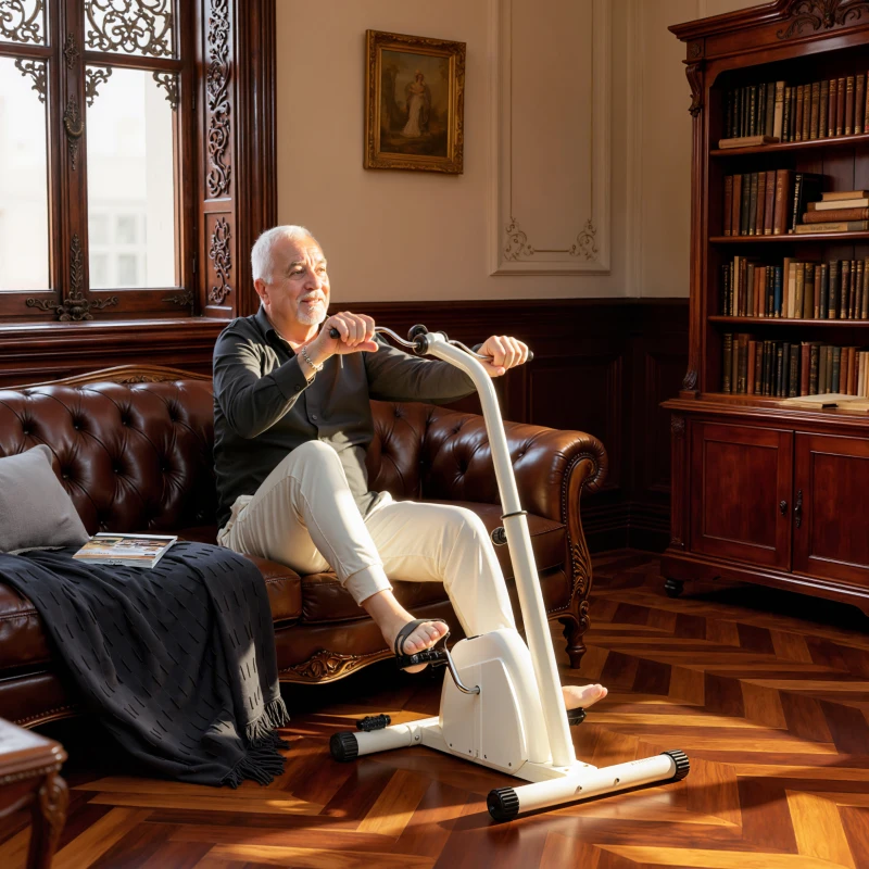 SPORTNOW Vélo d'entraînement pour mains, bras, genoux et jambes réglable en hauteur écran LCD 60 x 40 x 86-91 cm blanc