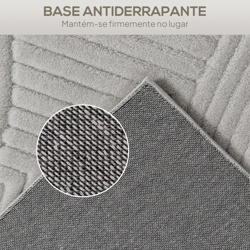 HOMCOM Tapete Sala de Estar 160x230 cm Tapete Pelo Curto Estilo Moderno Base Antiderrapante Tecida à Máquina Cinzento