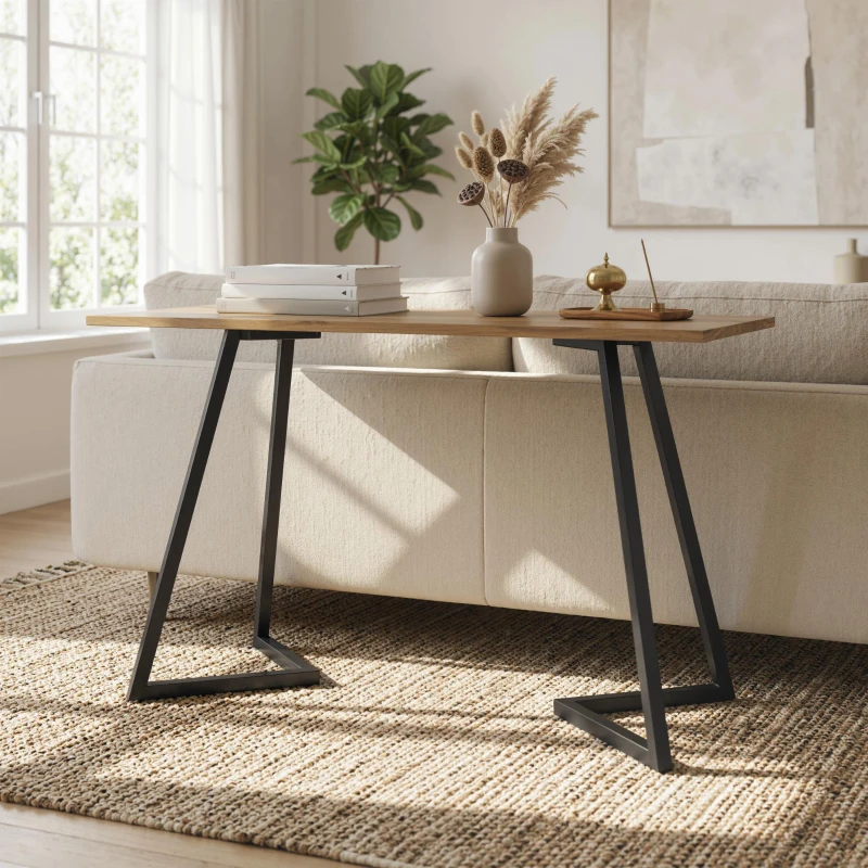 HOMCOM Set mit 4 quadratischen Industrietischbeinen für Möbel mit verstellbaren Füßen 43x3x72 cm Schwarz