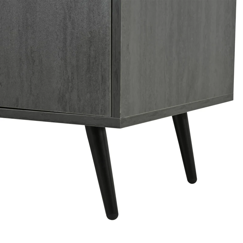 Mobile porta TV con anta in vetro ribaltabile e foro passacavi, 200x40x55.5 cm, Grigio e Marrone