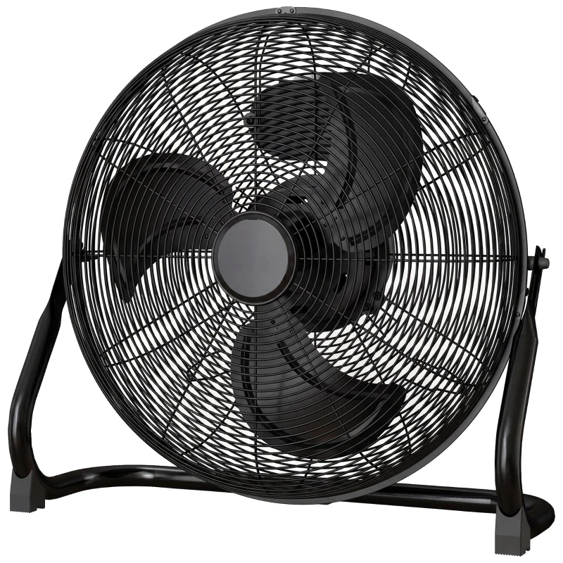 HOMCOM Metal Floor Fan with Tilting, High Velocity, 3 Speed, Portable Gym Fan for Home Office, Black