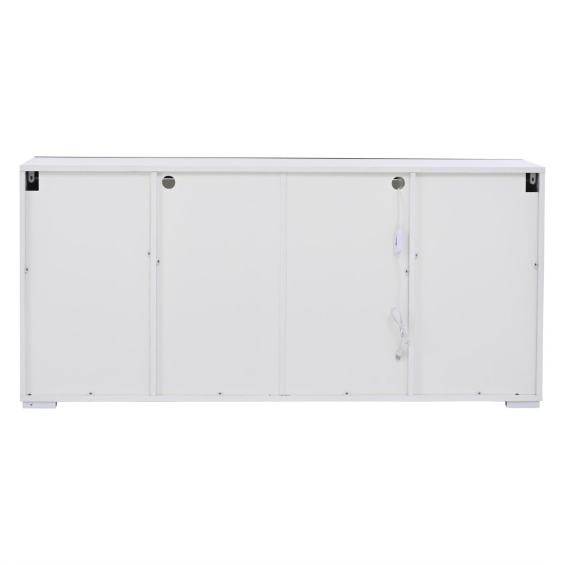 Madia per soggiorno, ante centrali smussate, 140x40x65 cm, Bianco+Nero