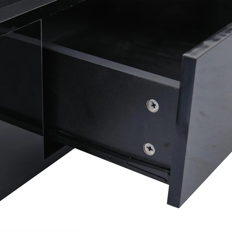 Tavolino da salotto regolabile in altezza con illuminazione LED, sollevamento idraulico e spazio a scomparsa, 96x45x40 cm, Nero