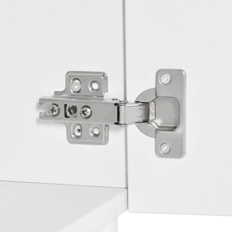 LED-Credenza, 2 ante, 4 cassetti e vano in vetro, 160x35x70 cm, Bianco