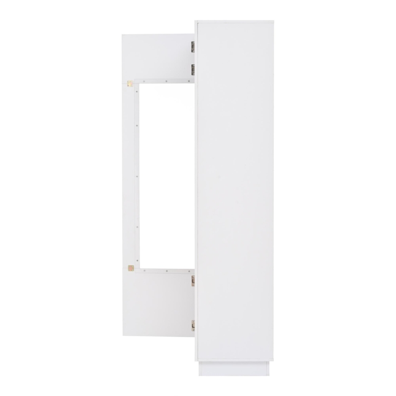 Vetrina LED con porta in acrilico, 5 ripiani in vetro, 60x40x180 cm, Bianco