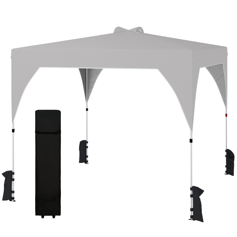 Outsunny Tenda Dobrável 3x3 m Pop-up Tenda de Jardim com Bloqueio Central UPF50+ Altura Ajustável 3 Níveis Bolsa de Transporte Cinza