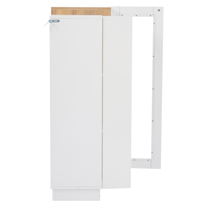 Vetrina per soggiorno a LED con frontale in acrilico trasparente, 74x40x120 cm, Bianco e Color legno