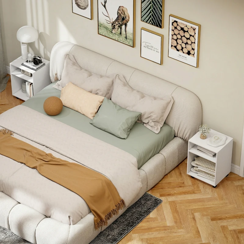 HOMCOM Mobile Porta Stampante con 2 Ripiani Aperti e Ruote Bloccabili, per Ufficio e Casa, 40x35x56 cm, Bianco