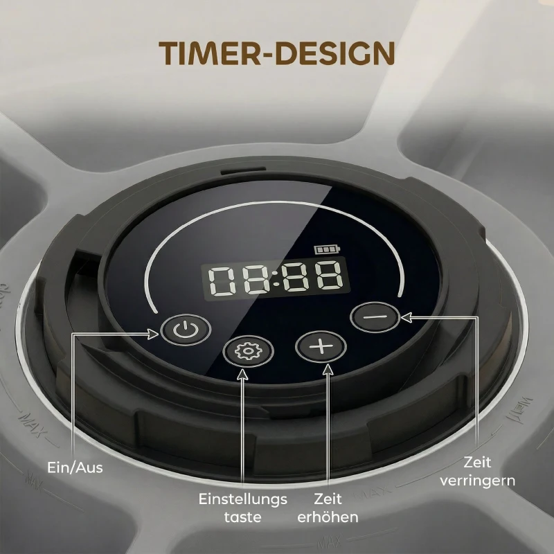 PawHut Futterautomat, automatischer kabelloser Futterspender mit Timer bis zu 6 Mahlzeiten, LED-Display, Kühlakku Grau