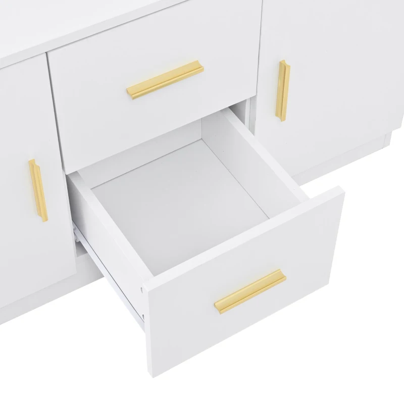 Mobile da ingresso multiuso con specchio e scarpiera, 2 cassetti e 2 ante, 90x40x180 cm, Bianco