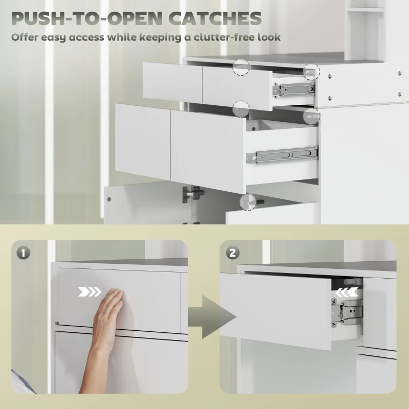 Toaletka kosmetyczna z lustrem, 4 szuflady, 3 półki