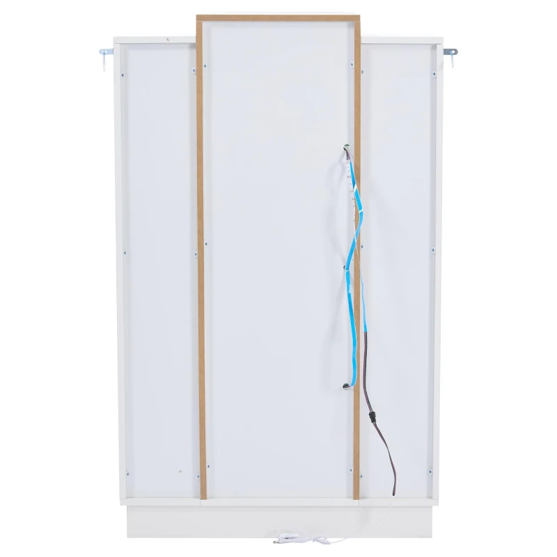 Vetrina per soggiorno a LED con frontale in acrilico trasparente, 74x40x120 cm, Bianco e Color legno