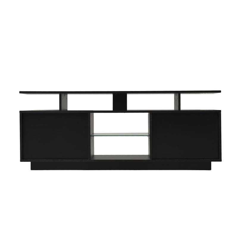 Mobile TV a 5 ripiani aperti con strisce LED autoadesive, 140x35x55 cm, Nero