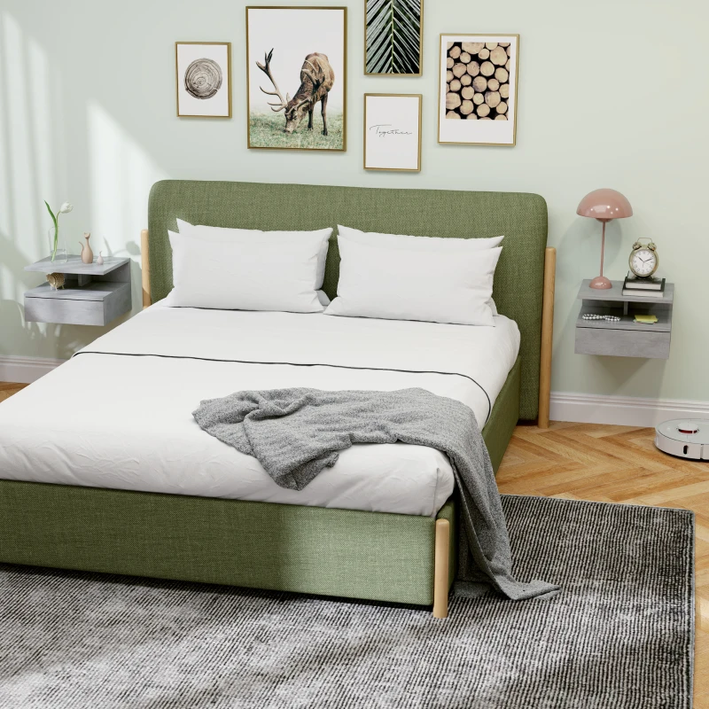 HOMCOM Lot de 2 tables de chevet murales tables de nuit tiroir coulissant, niche, plateau, 35 x 32 x 22,5 cm gris