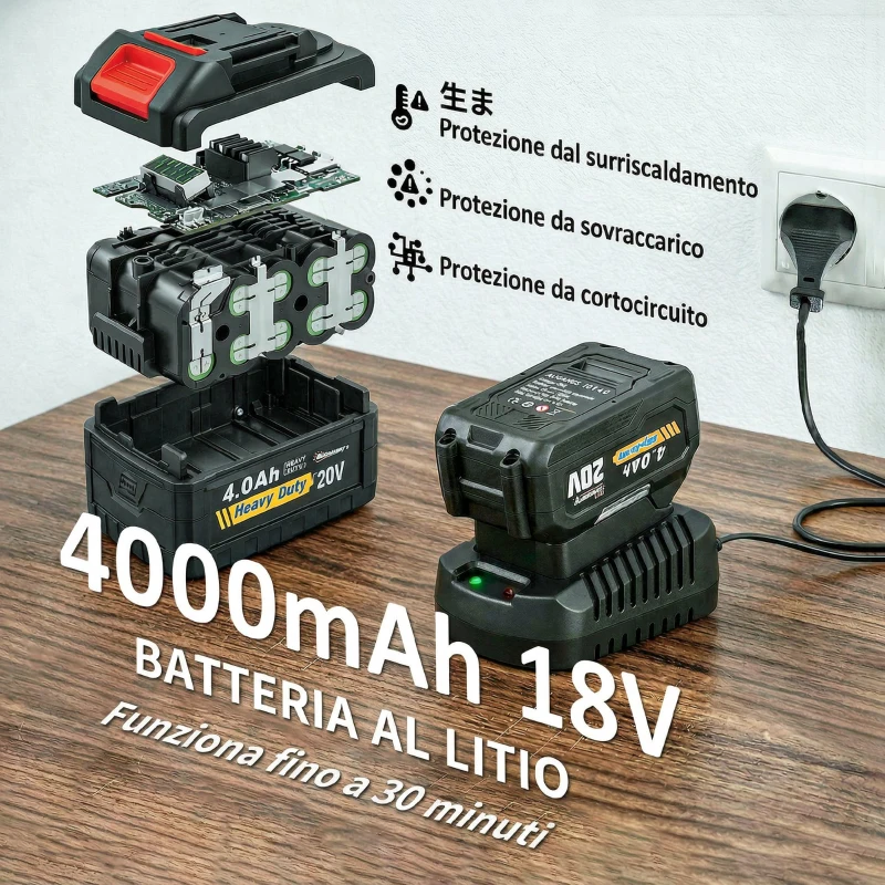 Outsunny Soffiatore per Foglie Cordless con Batteria da 4000mAh e Caricatore, 18V, Leggero con 6 Livelli di Velocità